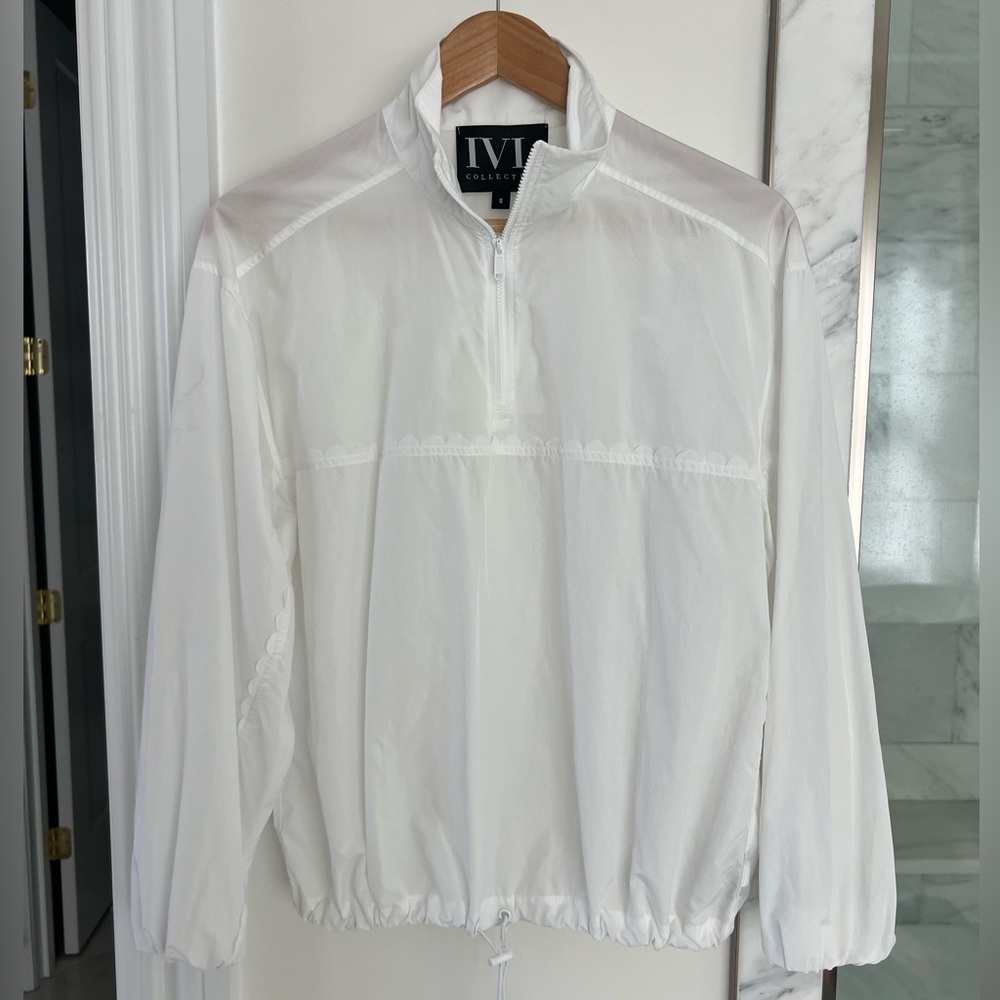 White sheer windbreak pullover